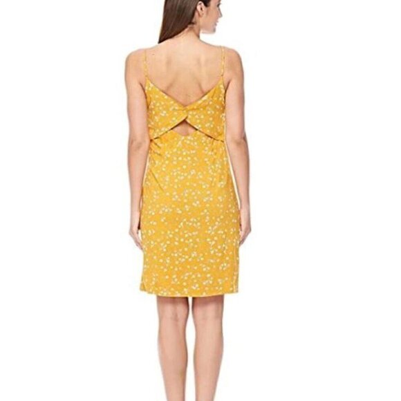 ICHI Floral Yellow Dress Sz 42 Cottagecore Spring Slip Dress - Picture 2 of 11